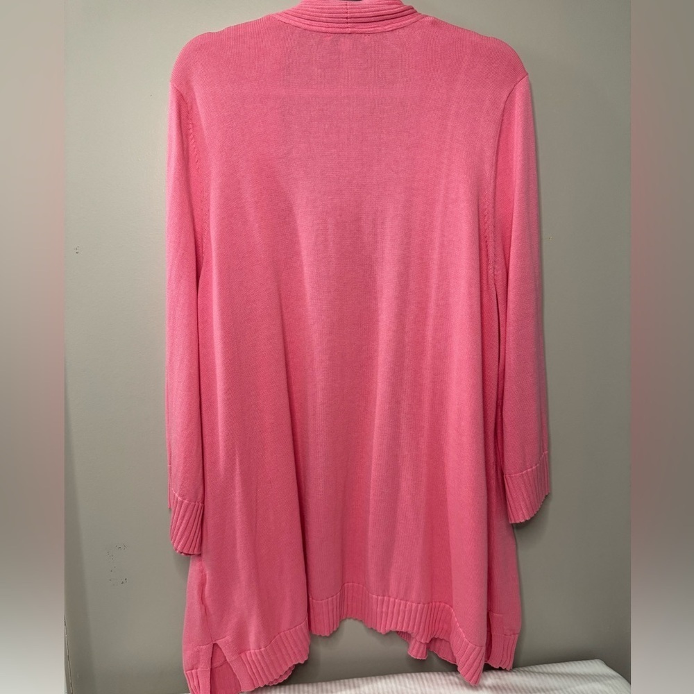 Isaac Mizrahi Live XL long Sleeve open Cardigan double Pockets Pink work office - Picture 2 of 8